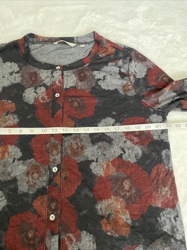 Soft Surroundings Women’s Xl Floral Red Gray Long Sleeve Crew Cardigan Sz Xl - Bild 2 von 7