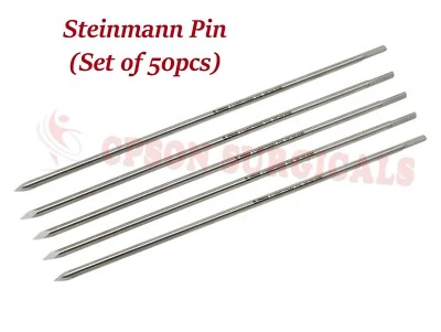 Ensemble De 50 Pièces De Broches Steinmann 4,5Mm X 230Mm Vétérinaire - Photo 1/4