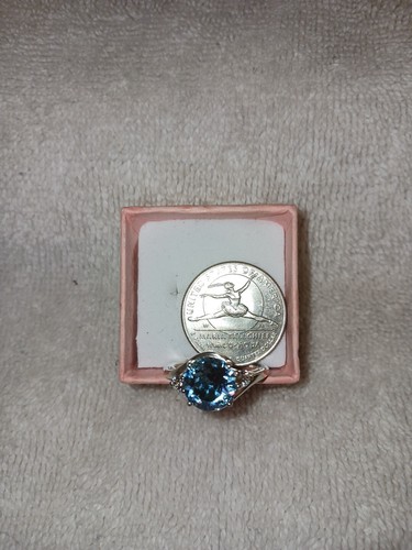 Size 8 Sterling Ring Made With Aquamarine Color Crystal From Swarovski (869) - Picture 2 of 20