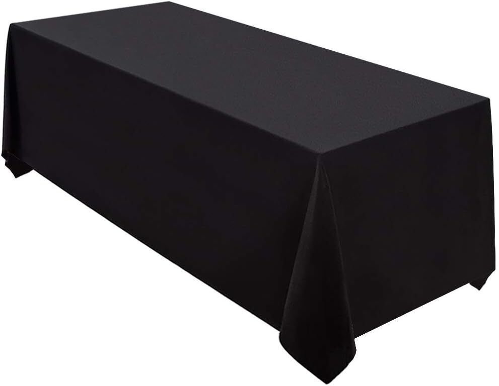 Black Tablecloth 90 x 132-inch Rectangular Polyester Table Cloth for Weddings