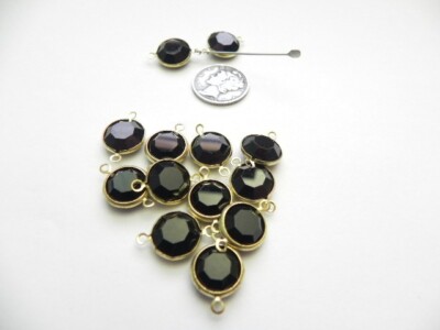 Jet 2-Loop Brass/Crystal (11mm) Vintage Swarovski Channel Connectors