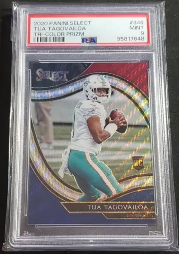 2020 Panini Select Tua Tagovailoa Field Level Tri-color Prizm /75 PSA 9