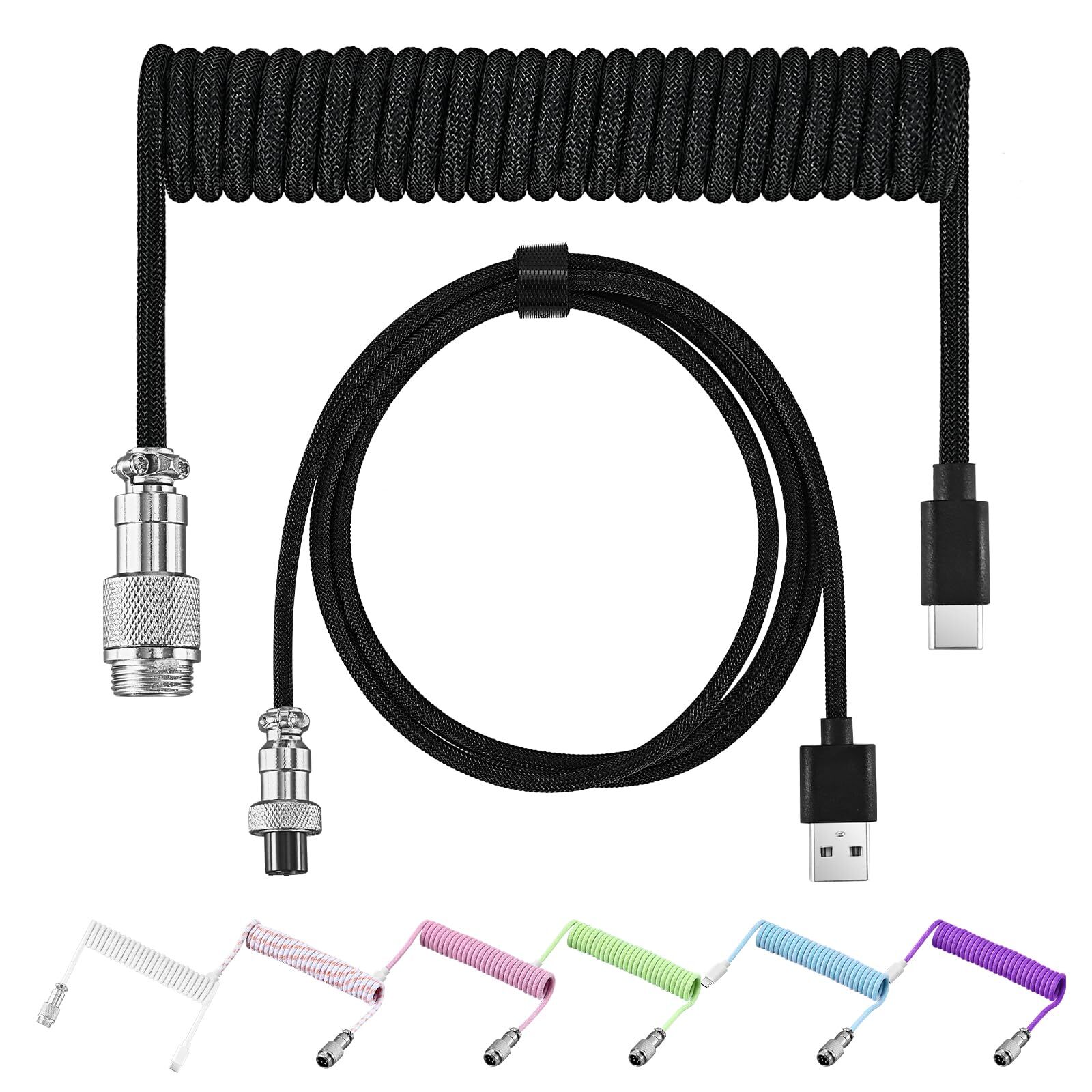 Premium double-sleeved mechanical keyboard cable with detachable metal connectors