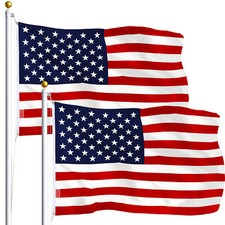 G128  TWO PACK of 3x5 American Flag w/ Grommets  United States of America