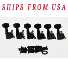 Black 6 Inline Guitar Tuning Keys Guitar Tuners Machine Heads fits Strat Tele