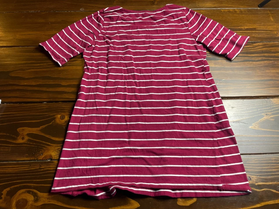 BumpStart Shirt, Maternity Size Medium, Burgundy White, Striped, *Missing Belt* - Image 2 of 4