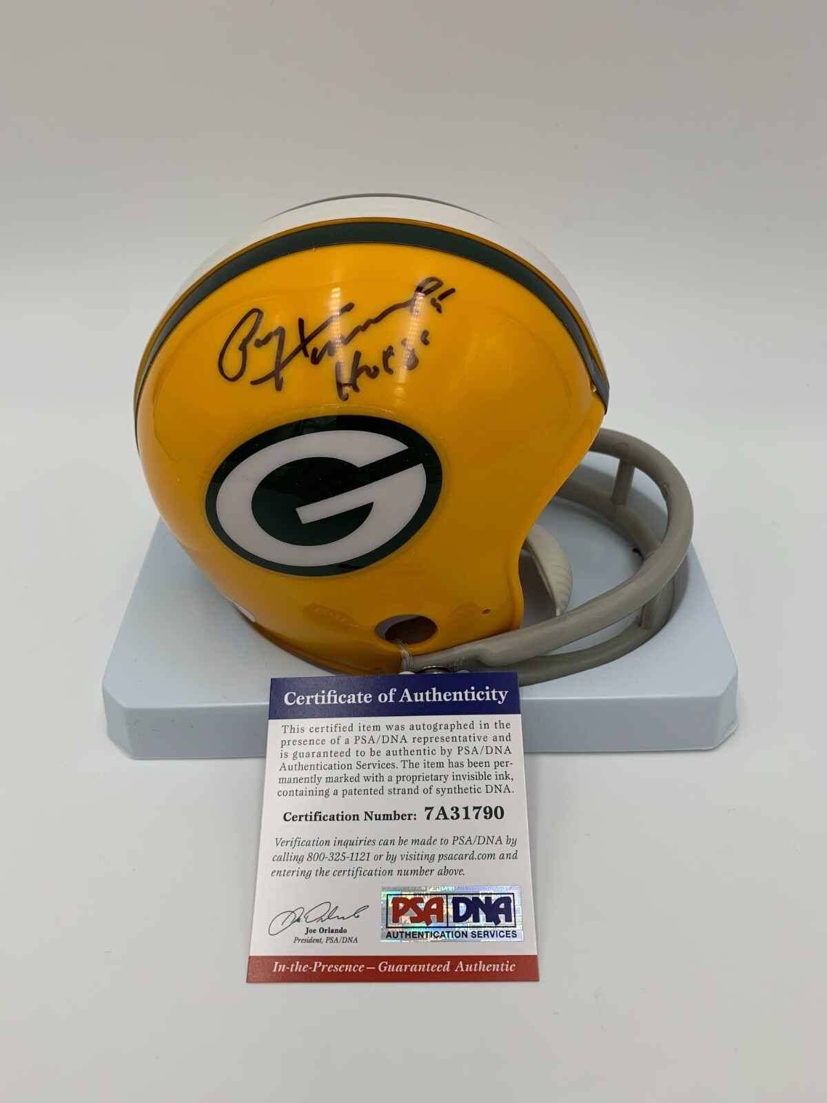 Paul Hornung Autographed Signed Green Bay Packers / GB PACKERS T/B 2-Bar mini helmet w/HOF 86 - PSA 