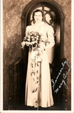 Postcard RPPC Real Photo Bride Posing Signed Dated 1937 AZO 1926-1940s