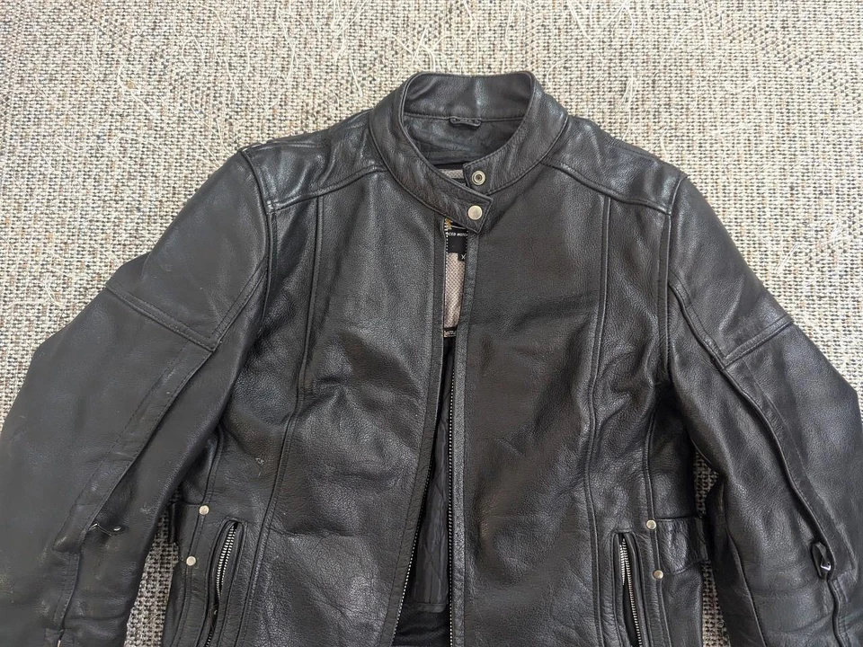 vintage 1990s leather jacket 40 motorcycle VENTED racing CAFE RACER black Y2K - Image 4 of 4