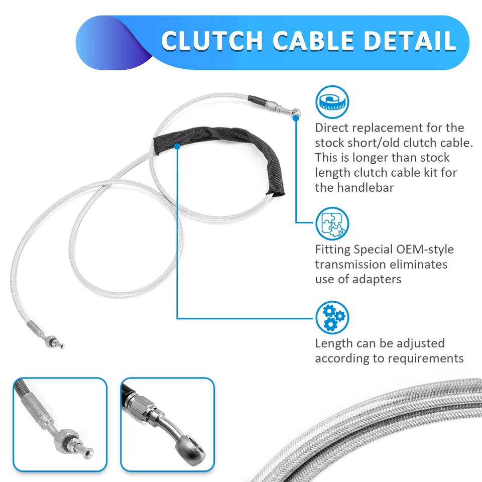 Kit de cables de manillar de 16"-18" línea de freno/cable de embrague/TBW para Harley Touring ABS Foto 4 de 4