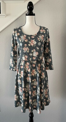 french grey floral dress Women's Bloom Service Grey Multi Floral Cutout Bodice Midi Dress | Size: S main image 0