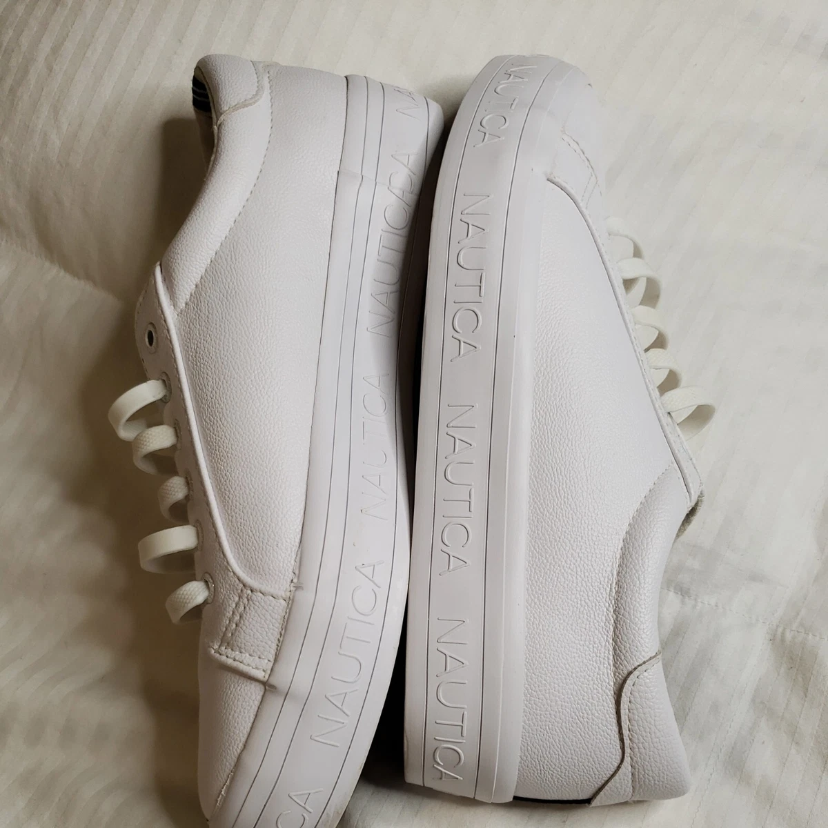 NAUTICA AELISA WHITE PLATFORM Low TOP SNEAKERS WHITE LEATHER Size 8 WOMENS