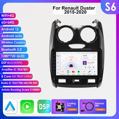 9''Android 14 Car Radio For Renault Duster 2015-2020 CarPlay GPS BT5.0 DSP 6+64GB
