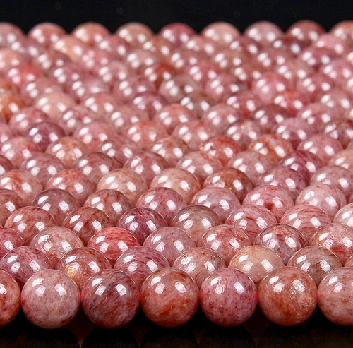 Natural Strawberry Lepidocrocite Quartz Gemstone AAA Round 6MM 8MM Beads (D312) - Picture 2 of 3