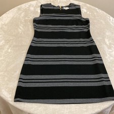 Calvin Klein Womens Black Gray Round Neck Sleeveless Stretch Sheath Dress Size 8