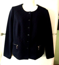 NEW WOMEN'S CHICO'S NAVY BLUE INK QUILTED JACKET WITH ZIPPERED POCKETS 1 M 129