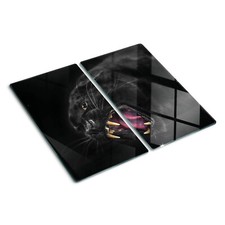 Tagliere Coprifornelli in Vetro 2x30x52cm Leopardo nero Vetro Temperato