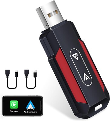 Wireless Carplay & Android Auto Adapter 2-in-1 Plug & Play 5GHz WiFi USB-A/C NEU