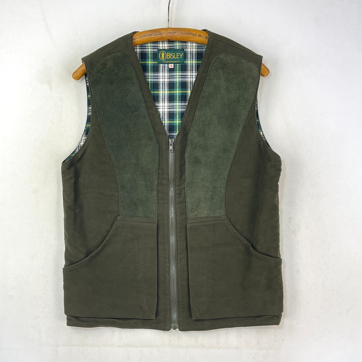 Bisley Moleskin Waistcoat Mens Medium Green Shooting Hunting Sporting Vest  Gilet