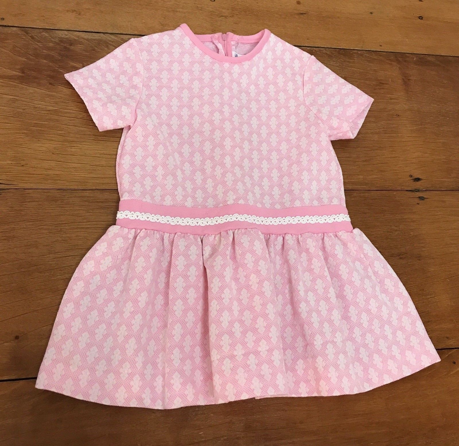Vintage Pink Dress Toddler Polyester A Line MOD P… - image 3