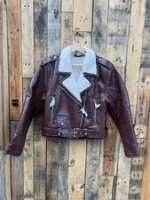 Blanknyc Jacket Women's Large Brown Croc Embossed Faux Sherling Moto Zip New