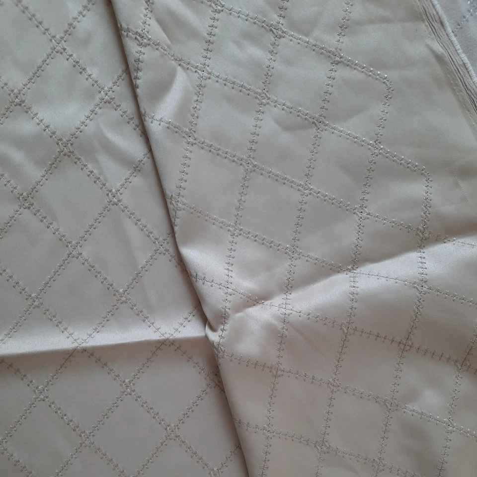 1+ Yards VTG Sueded / Shiny Fabric 58" X 56" Extra Wide Beige Tan Patchwork - Image 4 of 4