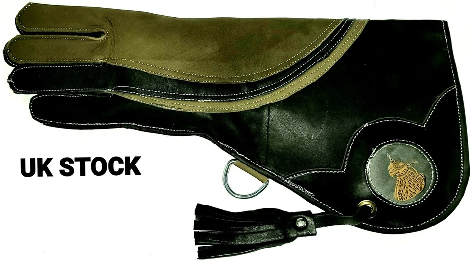 Eagle and Falconry Glove 4 Layers Nubuck Leather 16 Inches Long, Black & Green - Image 2 of 2