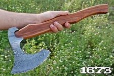 CUSTOM HAND FORGED DAMASCUS STEEL CAMPING HATCHET TOMAHAWK AXE + SHEATH