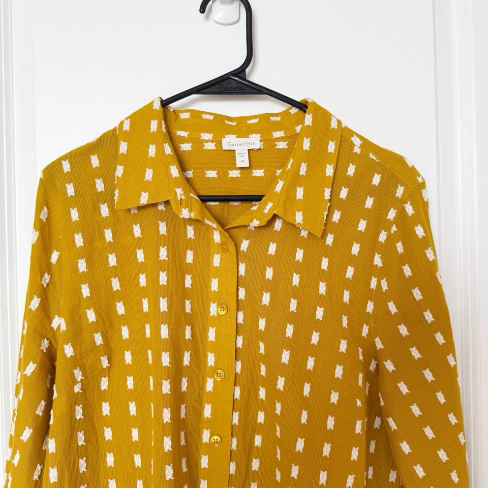 Garnet Hill Womens Boho Chic Tunic Top Size Medium Ruffle Sleeve Textured Artsy - Image 2 of 4