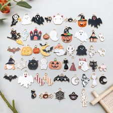 BULK 50Pcs Halloween Ghost Charms DIY Jewelry Making Pendants Enamel Drip