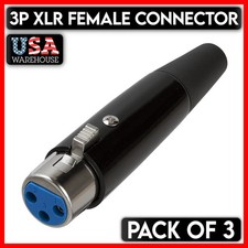 XLR Female Connector 3 PIN Microphone Jack MIC Speaker Audio Adapter Black 3PCS