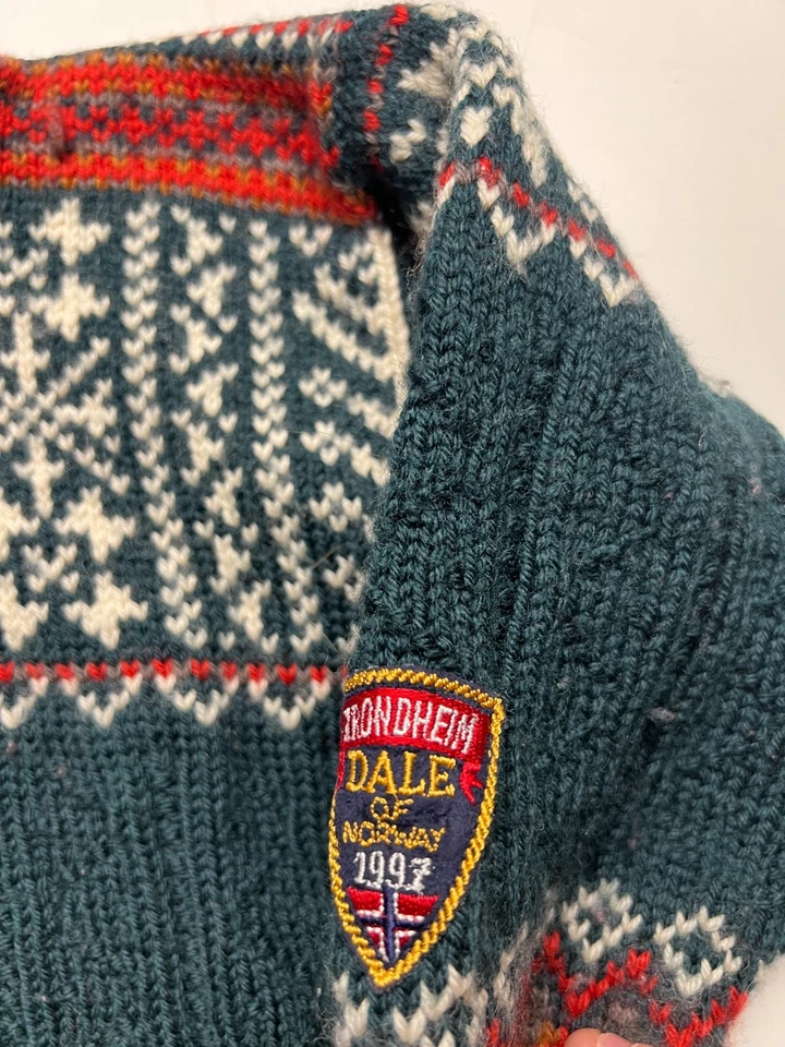 Suéter de Lana De Colección Dale Of Norway Azul Teal Fair Isle Indie Niños Unisex Talla 4 14x15 Foto 4 de 4
