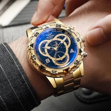 Yolako Large Dial Mens Quartz Watch Analog Business Casual Alloy Wristwatch Male