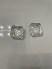 Set Of 6 Antique Salt Cellars, Clear Cut Glass With 6 Plastic Spoons