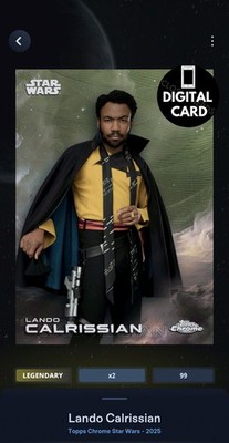 99cc LANDO CALRISSIAN TOPPS CHROME 2025 GREEN LEGENDARY Star Wars Card Trader
