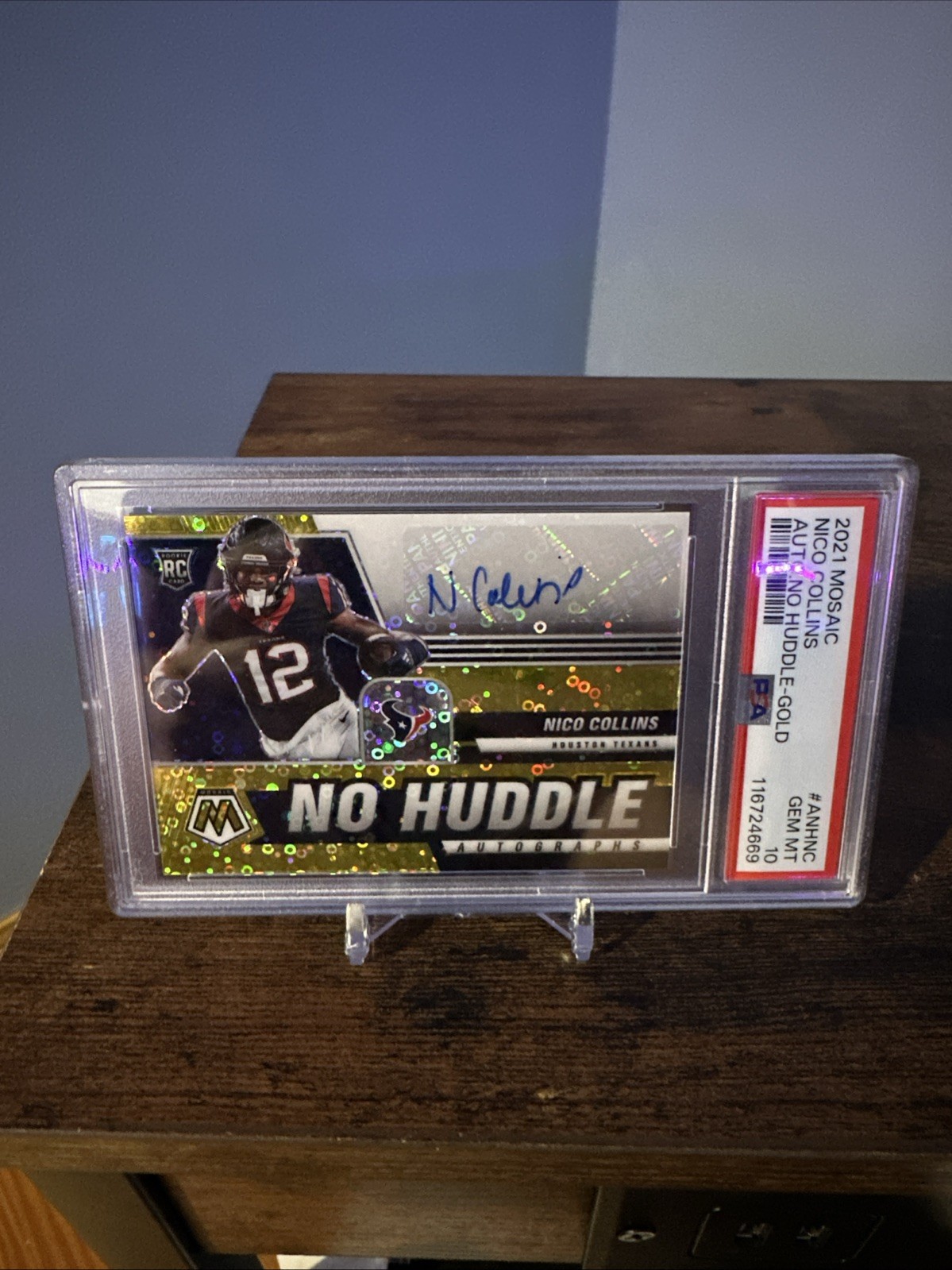 Nico Collins Panini Mosaic Autographs No Huddle #ANHNC Gold