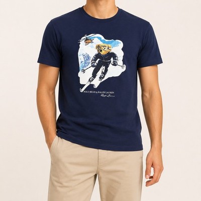 Polo Ralph Lauren Herren T-Shirt Polo Bear Ski Bear Navy Blau Größe S Neu