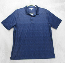 Greg Norman ML75 Polo Shirt Mens XL Blue Wave Play Dry Golf Performance