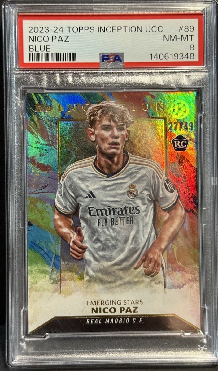 2023-24 Topps Inception UCC Real Madrid RC Nico Paz Blue /49 PSA 8