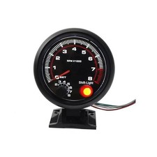 Universal 3.75" 12V White LED Backlit Tachometer Gauge with Red Shift Light
