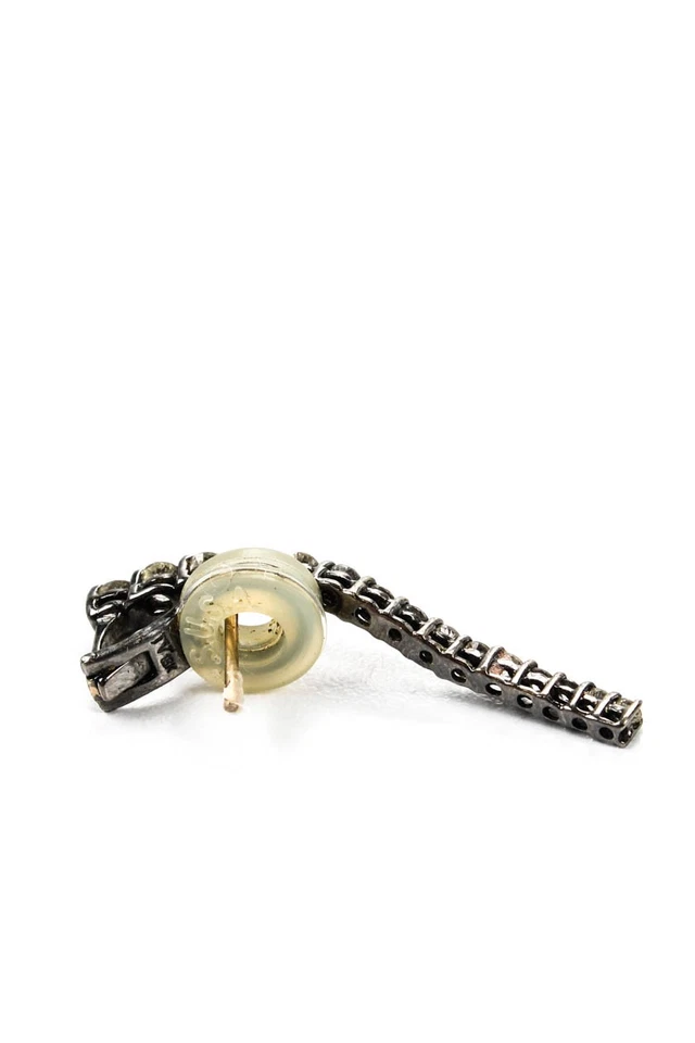 Jack Vartanian Womens 18kt Gold Diamond Voyear Omega Back Earrings 1.25" 3g - Image 2 of 3