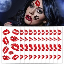 Red Lip Temporary Tattoo Stickers 10 Sheets Self Adhesive Waterproof Kiss Marks