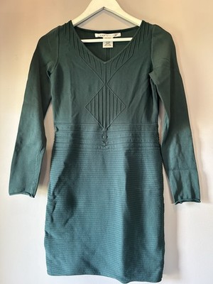   Women s Hunter Green Curb-hugging Stretchy  MaxStudio Sweater Dress S