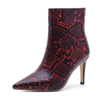 Snakeskin Pattern Women's Stiletto Heels Ankle Boots Pointy Toe Zip Party Sexy 
