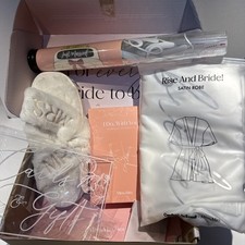 Bridal Box Of New Items Miss To Mrs Slippers Satin Robe Vow Books Car Sign Gift