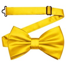 Branduce Solid Color Pre-tied Bow Tie Quality Adjustable Bowtie for Men Yellow