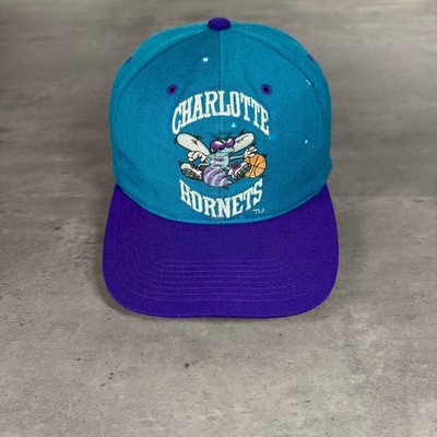 Vintage Charlotte Hornets Snapback Hat Grossman G Cap Blockhead Spellout