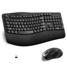 Wireless Keyboard and Mouse Combo, Ergonomic 2.4G, Silent, Adjustable DPI, fo...