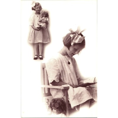 German Bisque Doll and her Mistress Postcard PC186