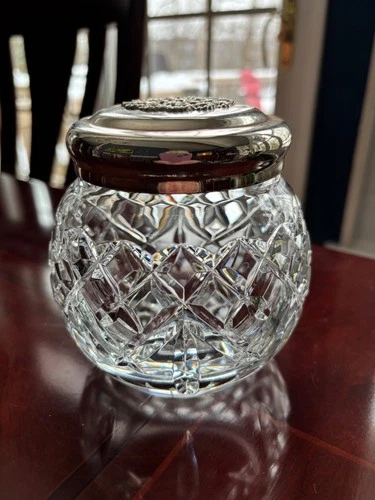 VINTAGE WATERFORD IRISH CRYSTAL GLENMEDE VANITY JAR 4-3/4" HIGH WITH LID SIGNED